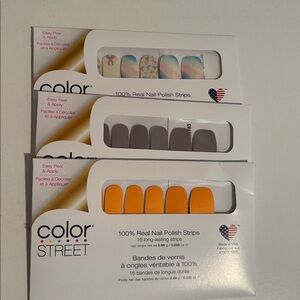 Color Street Floral, Gray, and Orange Nail Strips